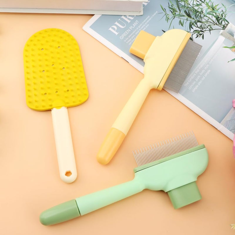 Ranjaner Pet Hair Removal Comb Flea Comb, 3 Pcs Long & Short Stainless Steel Teeth Deshedding Brush, Grooming Pet Hair, Cat Combs for Indoor Cats, Removal Tools - Image 3